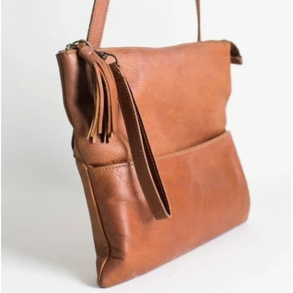 Kelly Moore Brown Leather Satchel Crossbody Handbag Clutch/3-Way Carry All‎